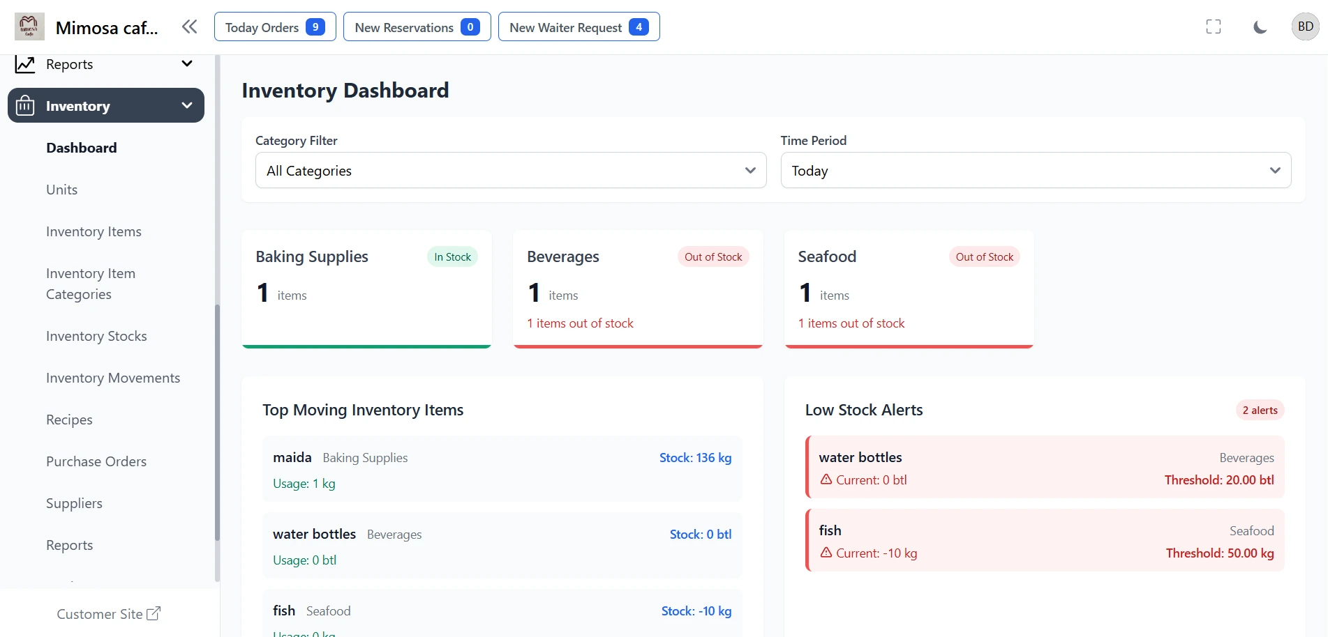 Inventory for Nepal Restaurant Management Software
