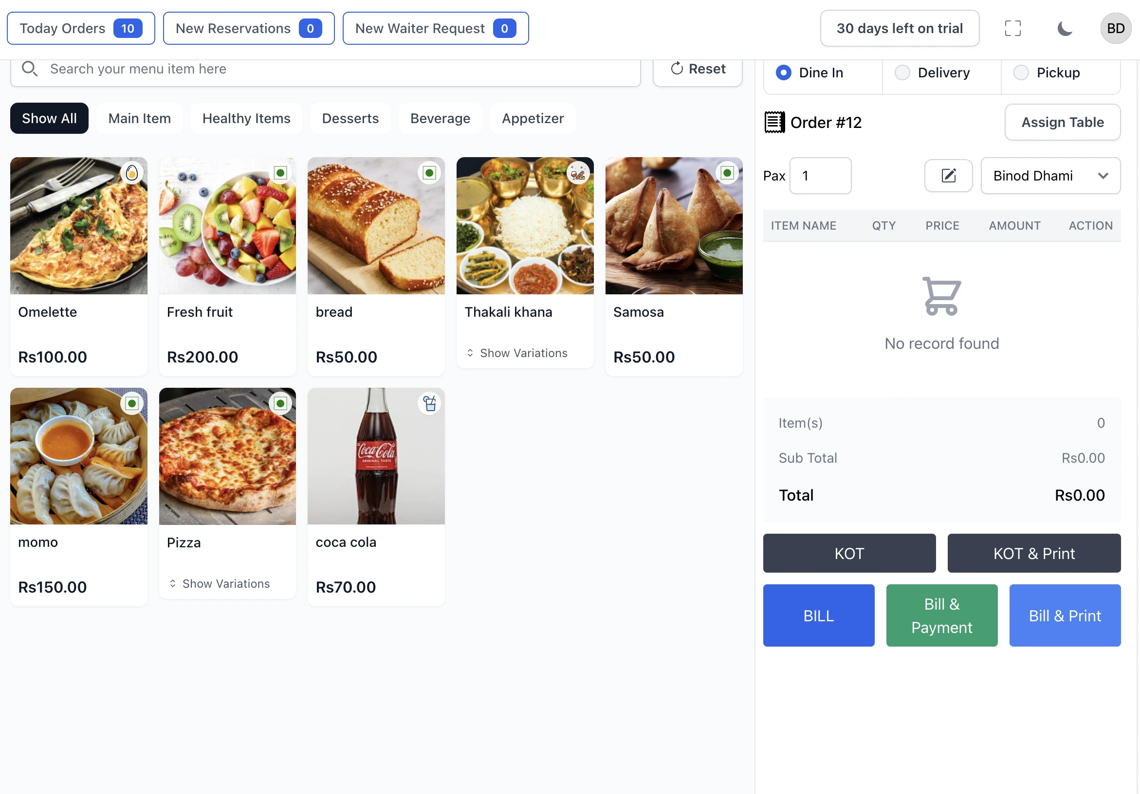 Restaurant POS System Nepal - Restronp Dashboard for Kathmandu Restaurants